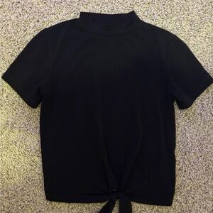 Women's Black Tie-Front Top